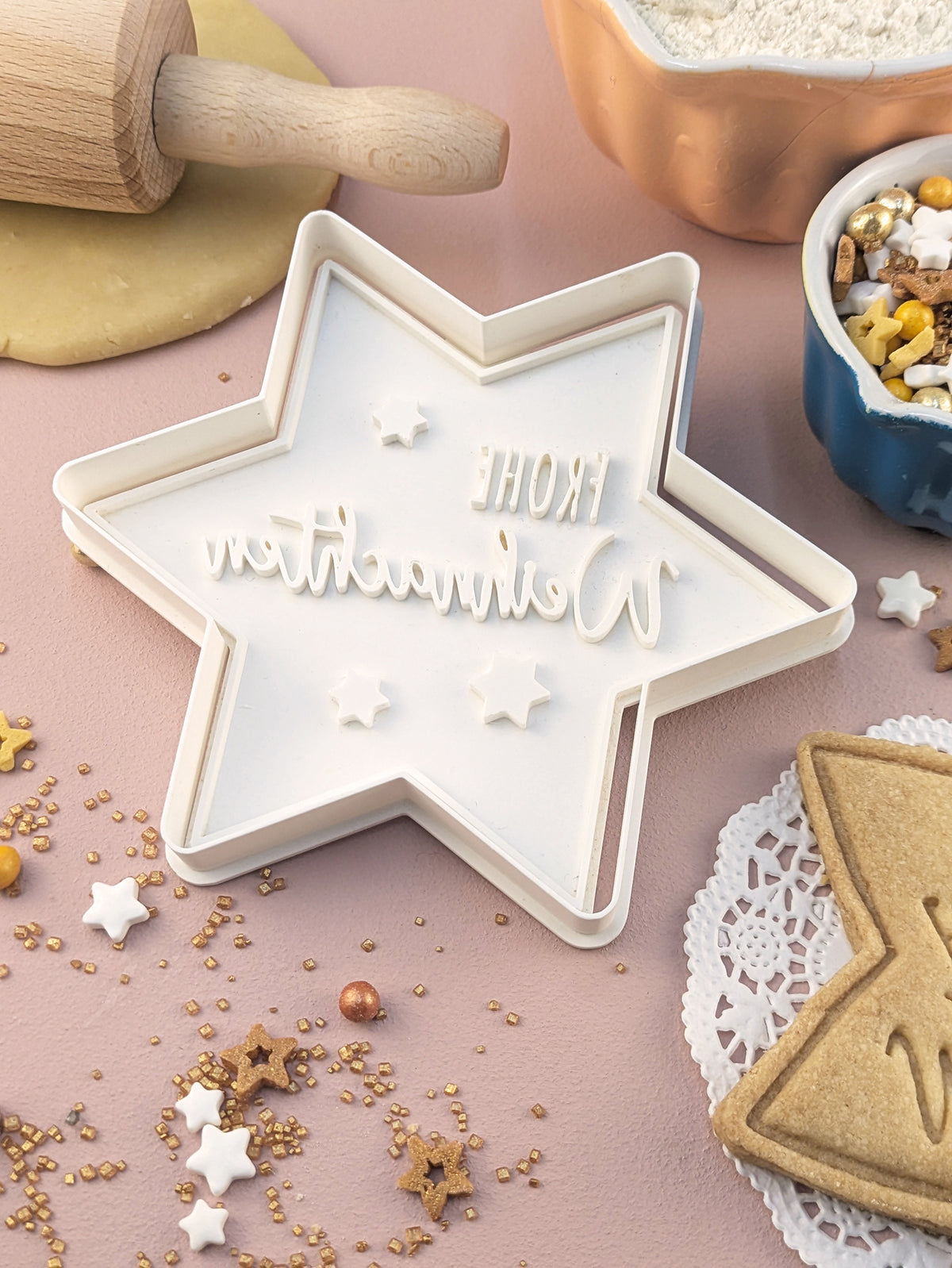 Keksausstecher Weihnachten Weihnachtsstern Frohe Weihnachten XL - Keksausstecherei