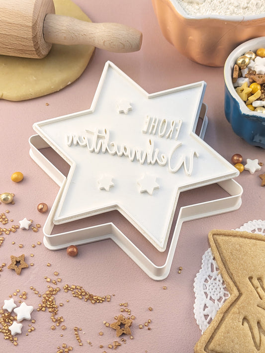 Keksausstecher Weihnachten Weihnachtsstern Frohe Weihnachten XL - Keksausstecherei