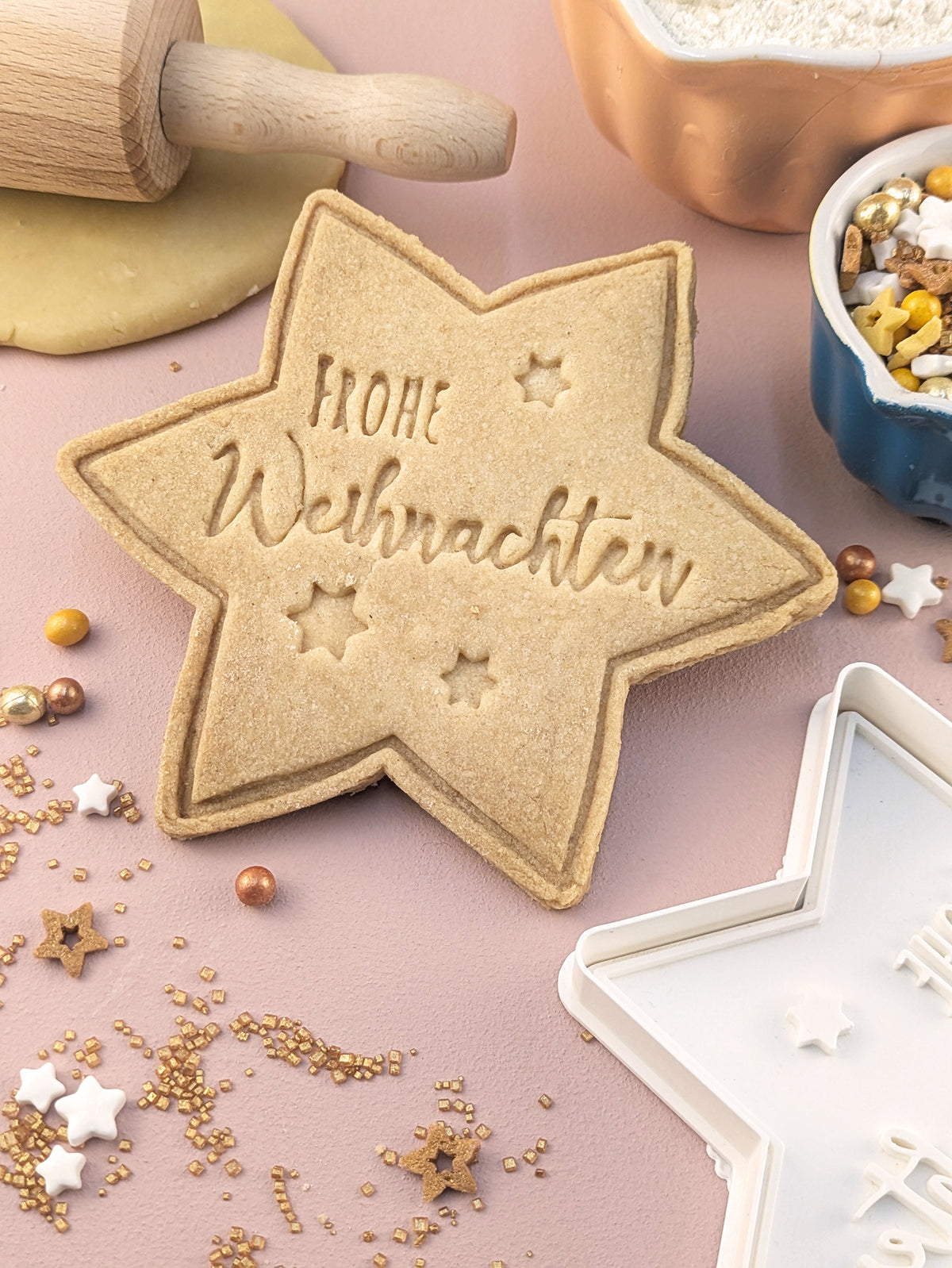 Keksausstecher Weihnachten Weihnachtsstern Frohe Weihnachten XL - Keksausstecherei
