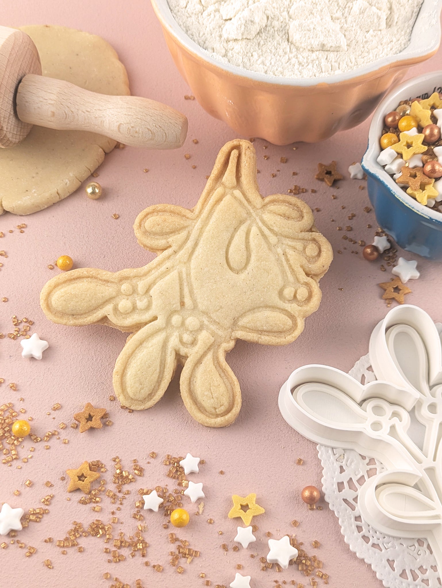Keksausstecher Weihnachten Set – Weihnachtsstern, Stechpalme & Mistelzweig - Keksausstecherei