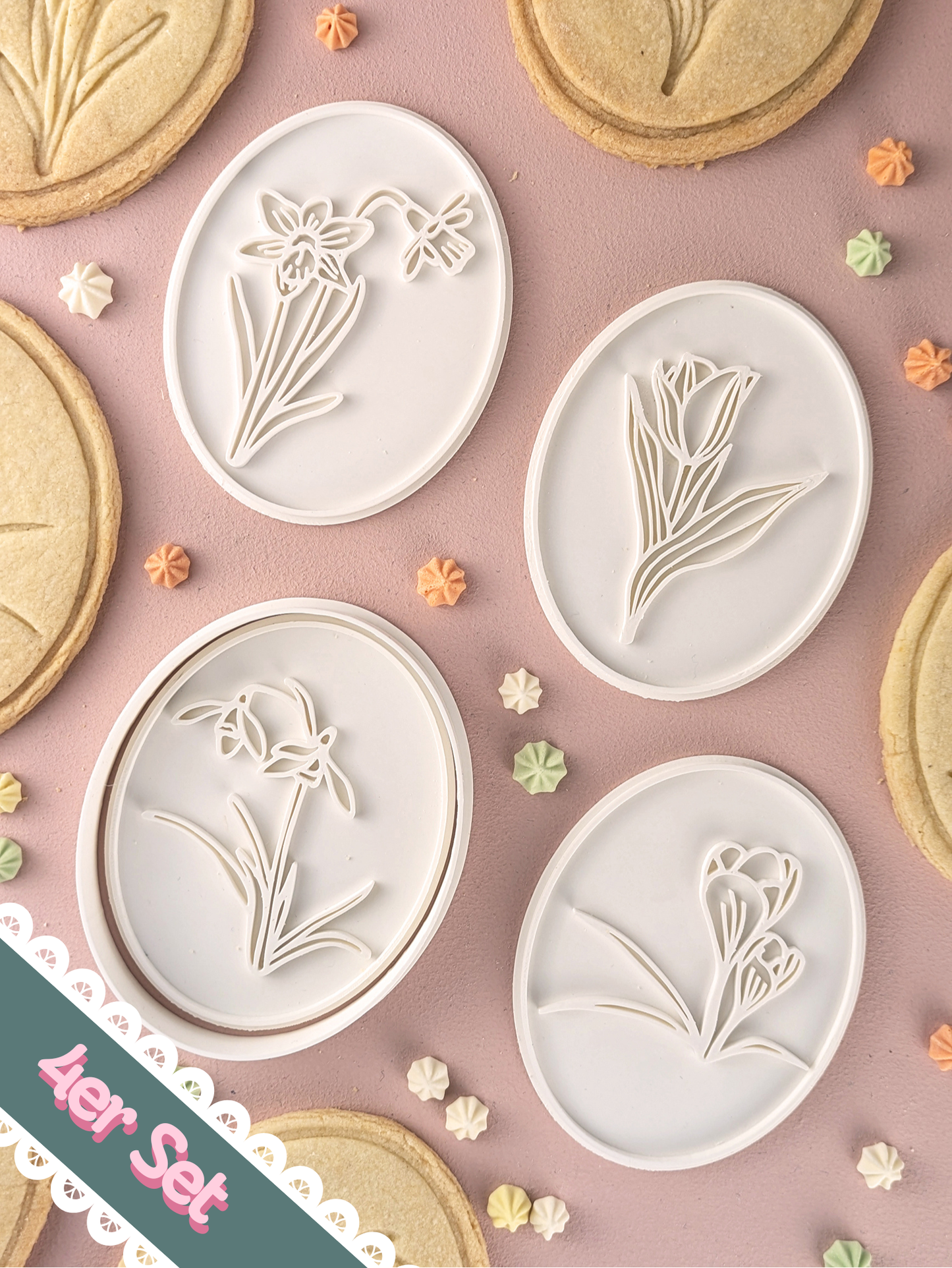 Keksausstecher Set Frühlingsblumen Medaillons